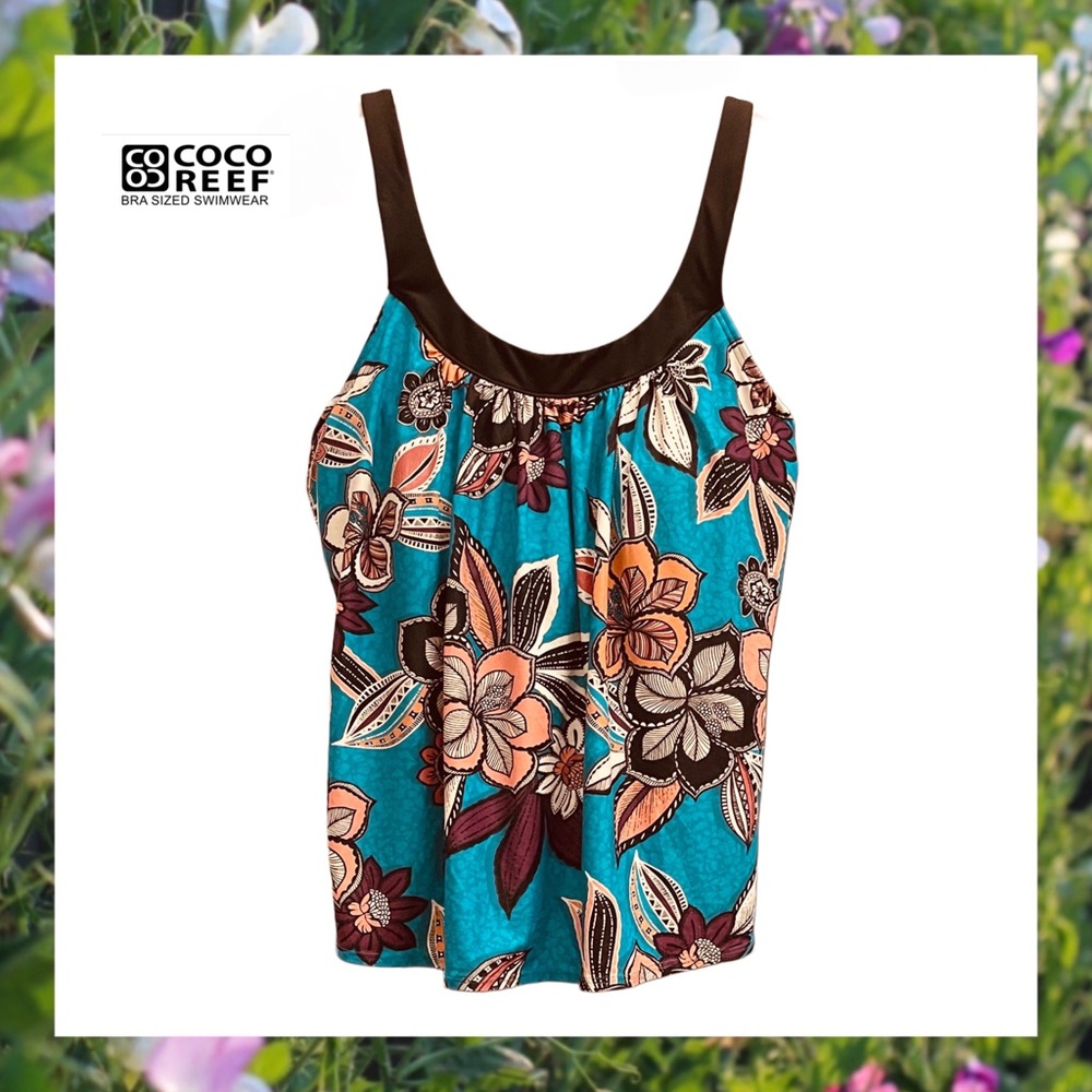 Coco Reef Tankini Top 38D – Bra-Sized Underwire Swim Top Safari Tropical Print - Picture 2 of 9